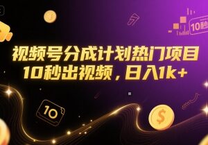 视频号分成计划热门项目解析 10秒出视频低门槛变现方法-雨叶虚拟资源网