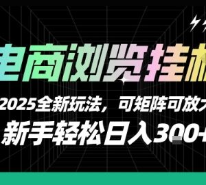 2025电商浏览挂机全新玩法 新手易操作日入300+可矩阵放大-雨叶虚拟资源网