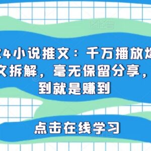 2024小说推文还能做吗 千万播放爆款虐文运营方法拆解-雨叶虚拟资源网