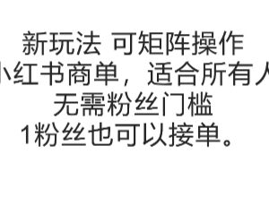 小红书无粉丝门槛商单新玩法 可矩阵操作1粉也可接单赚钱-雨叶虚拟资源网