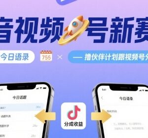 抖音视频号今日话题语录新赛道 参与伙伴计划拿平台分成攻略-雨叶虚拟资源网