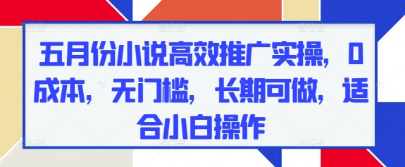 五月份零成本无门槛小说推广实操 小白可长期落地的副业项目