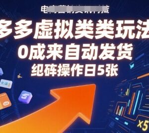 拼多多虚拟类目正规玩法 0成本自动发货矩阵操作盈利教程-雨叶虚拟资源网