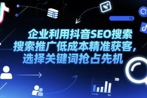 企业抖音SEO搜索推广低成本获客方法 关键词选择与排名优化技巧-雨叶虚拟资源网