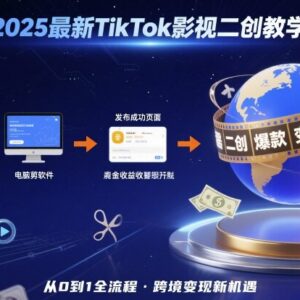 2025年最新TikTok影视二创教学 从注册到发布跨境赚美金全流程-雨叶虚拟资源网