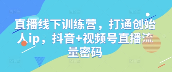 创始人IP直播线下训练营 解锁抖音视频号流量运营全链路技巧