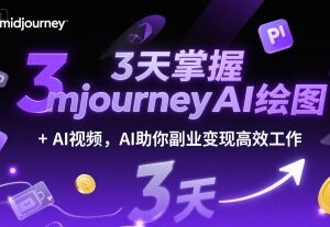 零基础MidjourneyAI绘图及AI视频教程 3天掌握副业变现提效技能-雨叶虚拟资源网