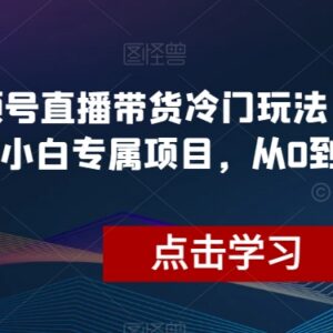 视频号冷门直播带货玩法教程 小白零门槛从0到1实操指南-雨叶虚拟资源网