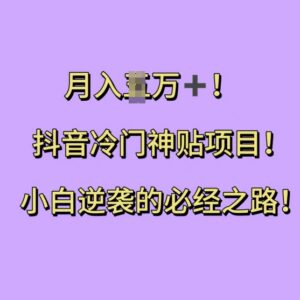 抖音冷门天涯神贴掘金项目拆解 小白可落地的副业实操教程-雨叶虚拟资源网