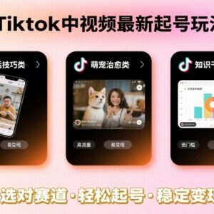 TikTok中视频最新起号玩法 选对这几个赛道即可实现日入百刀-雨叶虚拟资源网