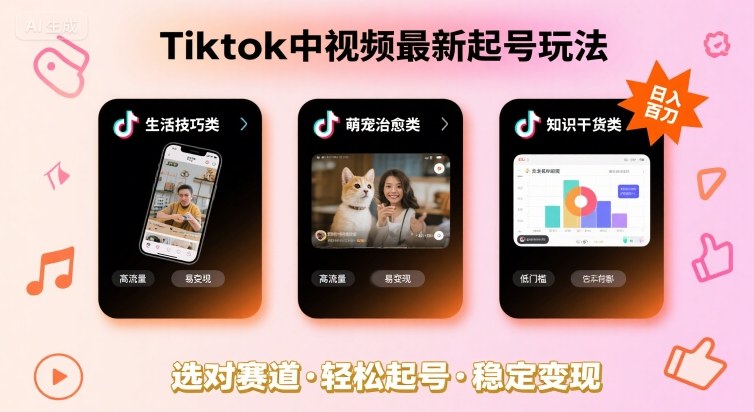 TikTok中视频最新起号玩法 选对这几个赛道即可实现日入百刀
