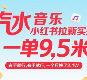 汽水音乐小红书拉新实操攻略 单客佣金9.5元单人单月可赚2.1万-雨叶虚拟资源网