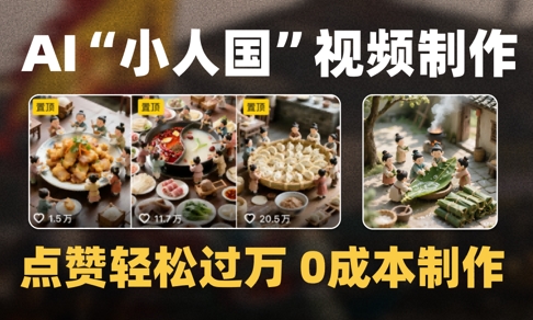 0成本制作微缩景观迷你小人国AI视频 爆款1000W+播放全流程教学