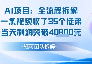 AI收徒变现闭环完整实操SOP 单条视频收徒35人日入过千玩法解析-雨叶虚拟资源网