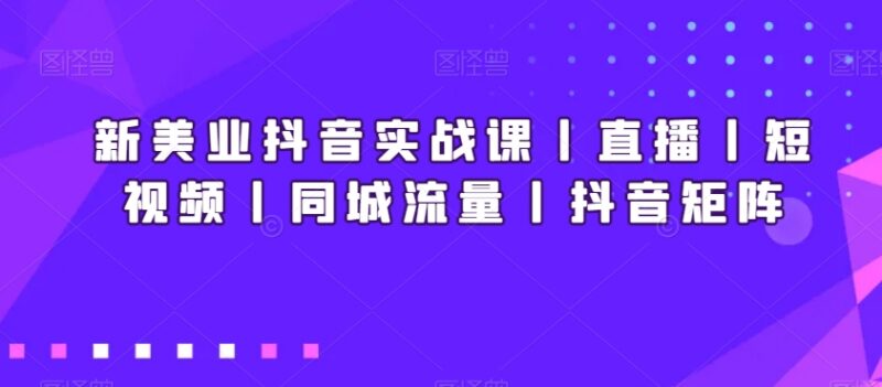 新美业抖音运营实战课 短视频直播同城流量矩阵搭建教学