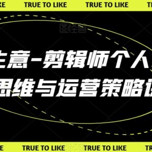剪辑师个人IP打造方法 流量思维与运营策略系统课程-雨叶虚拟资源网