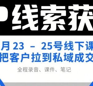 IP线索获客5月线下课录音课件笔记 含私域成交获客实操方法-雨叶虚拟资源网