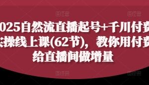 2025自然流直播起号+千川付费62节实操课 教你实现直播间流量增量-雨叶虚拟资源网
