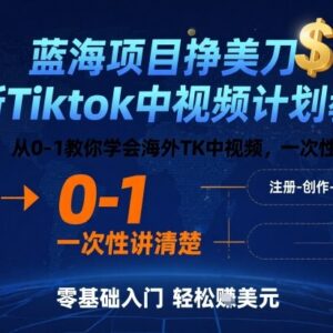 TikTok海外中视频计划0到1全流程教学 新手做TK赚美元实操指南-雨叶虚拟资源网