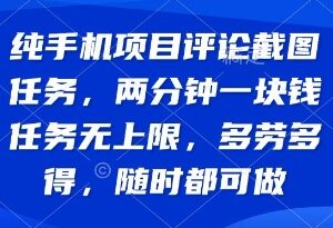 纯手机操作评论截图副业详解 无门槛多劳多得无任务上限-雨叶虚拟资源网