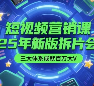 2025新版短视频营销课 含拆片会直播 三大体系助力打造百万大V-雨叶虚拟资源网