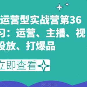 第36期短视频直播运营实战营 系统学习运营主播投放爆品玩法-雨叶虚拟资源网