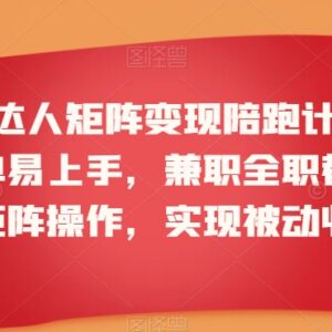 第三期小红书达人矩阵变现陪跑计划 兼职全职可做实现长期被动收益-雨叶虚拟资源网