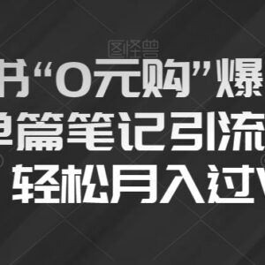 小红书0元购爆款内容玩法拆解 单篇引流200+可轻松实现月入过万-雨叶虚拟资源网