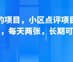已跑通小区点评副业项目拆解 操作简单低门槛可长期运营-雨叶虚拟资源网