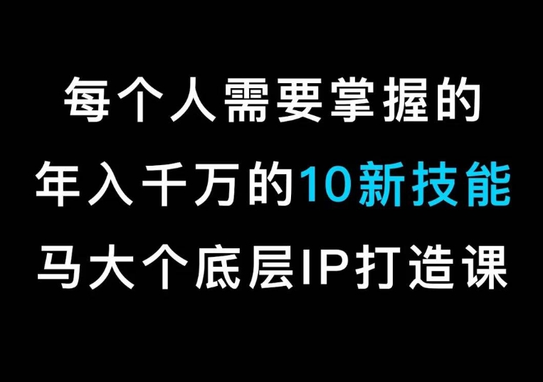 马大个IP底层逻辑课 个人IP打造全流程实操教学课程