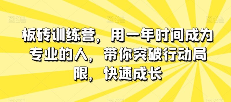 板砖训练营系统成长计划 一年助力突破行动局限成为专业人才
