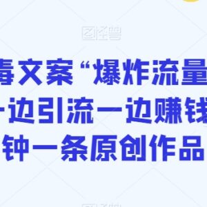 抖音毒文案爆炸流量玩法拆解 5分钟做原创实现引流赚钱双收益-雨叶虚拟资源网