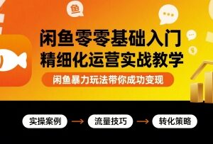 闲鱼零基础精细化运营实战教学 新手副业变现全流程攻略-雨叶虚拟资源网