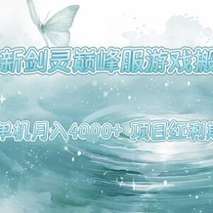 最新剑灵巅峰服游戏搬砖项目详解 低门槛操作单机稳定月入4k+-雨叶虚拟资源网