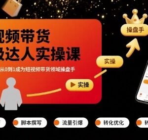短视频带货达人实操课 素人可从0到1成为带货操盘手-雨叶虚拟资源网