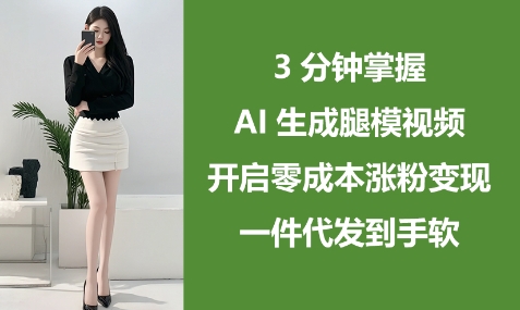 AI生成腿模穿搭视频教程 零成本涨粉带货一件代发实操指南