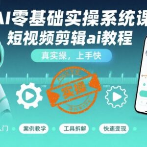 零基础AI短视频剪辑实操系统课 从入门到运营全阶段教程-雨叶虚拟资源网