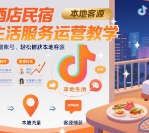 抖音酒店民宿本地生活运营教学 从零搭建账号捕获本地客源-雨叶虚拟资源网