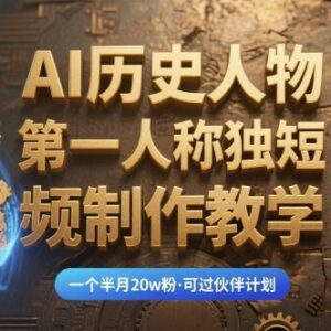 AI历史人物第一人称独白短视频制作教学 实操可涨粉过平台伙伴计划-雨叶虚拟资源网