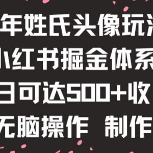 新年姓氏头像小红书变现玩法 零基础可操作的轻量掘金项目指南-雨叶虚拟资源网