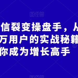 企业微信裂变实战教程 从0到百万用户的全流程增长方法-雨叶虚拟资源网