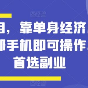 单身经济蓝海副业项目详解 小白仅用手机操作可月入过万-雨叶虚拟资源网