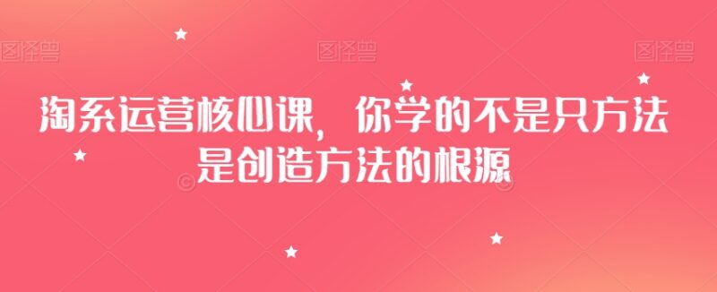 淘系运营核心系统课程 掌握选品起店全链路运营底层逻辑