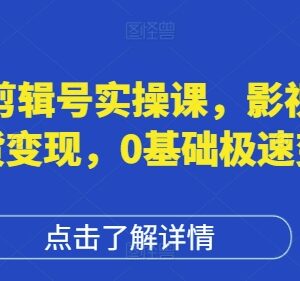 0基础影视剪辑号实操教学 影视剪辑带货变现全流程课程-雨叶虚拟资源网