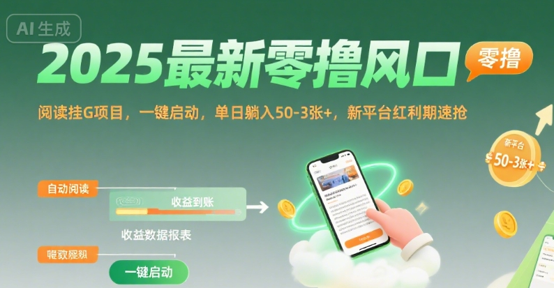 2025零撸挂机阅读项目操作指南 新平台红利期收益规则详解