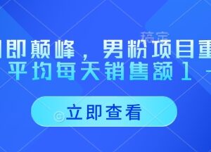 正规男粉变现项目重磅回归 合规玩法平均日销售额1-4万元-雨叶虚拟资源网