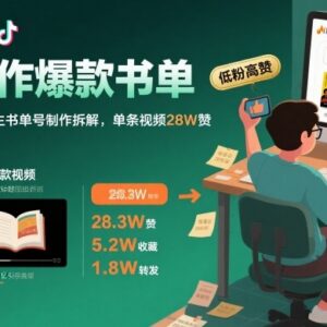 抖音42粉博主单条获28W赞 AI制作爆款书单号玩法拆解-雨叶虚拟资源网