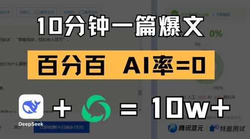 用DeepSeek创作公众号爆文方法 10分钟出稿零AI率过平台检测