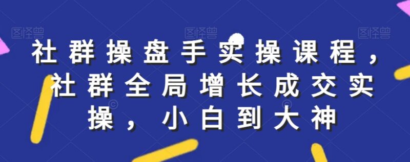 社群全局增长成交实操课 零基础从小白到大神运营全指南