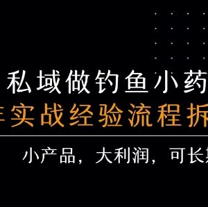 私域运营钓鱼小药盈利项目全流程拆解 单单利润超300元-雨叶虚拟资源网